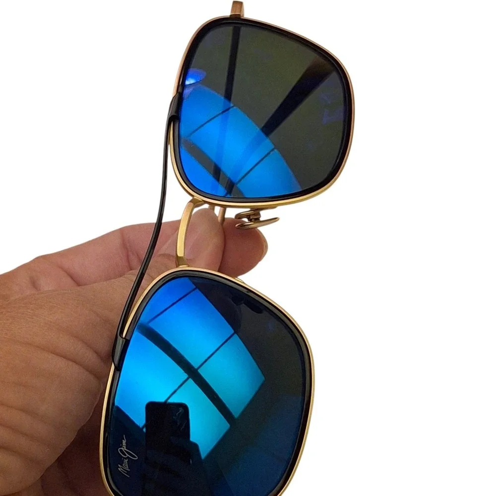 Maui Jim Following Seas MJ 555-16M Gold/Blue Hawaii Polarized Sunglasses Unisex
